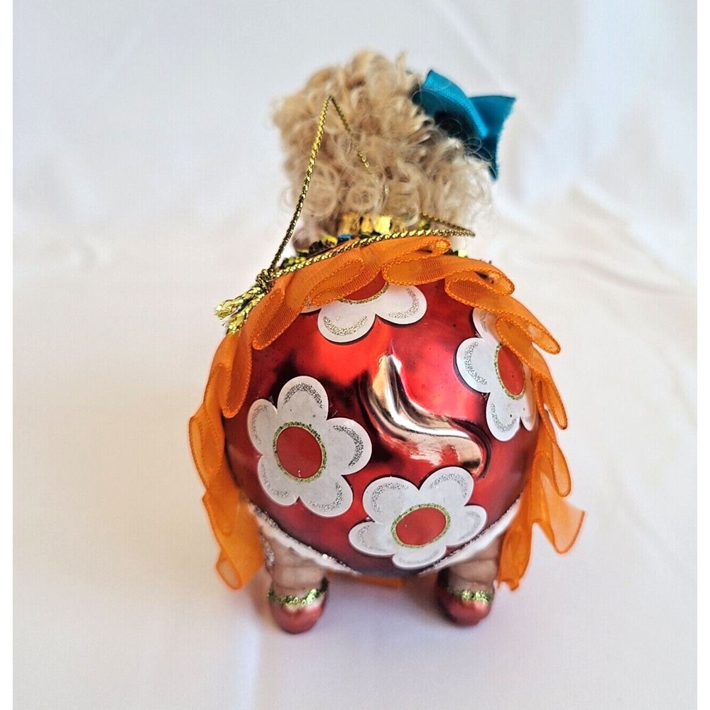 Hippo Ballerina Mercury Glass Christmas Ornament Hand Blown Sequin Glitter Tutu - Picture 10 of 13